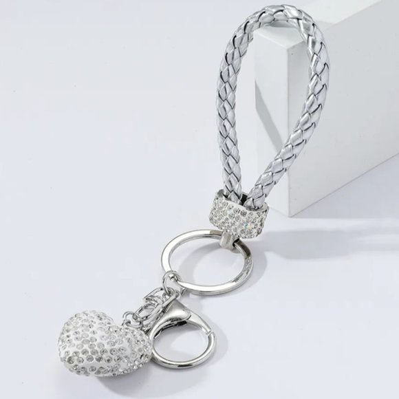 Creative Crystal Studded Heart Luxury Pendant Bag Keychain Silver… - Picture 6 of 6